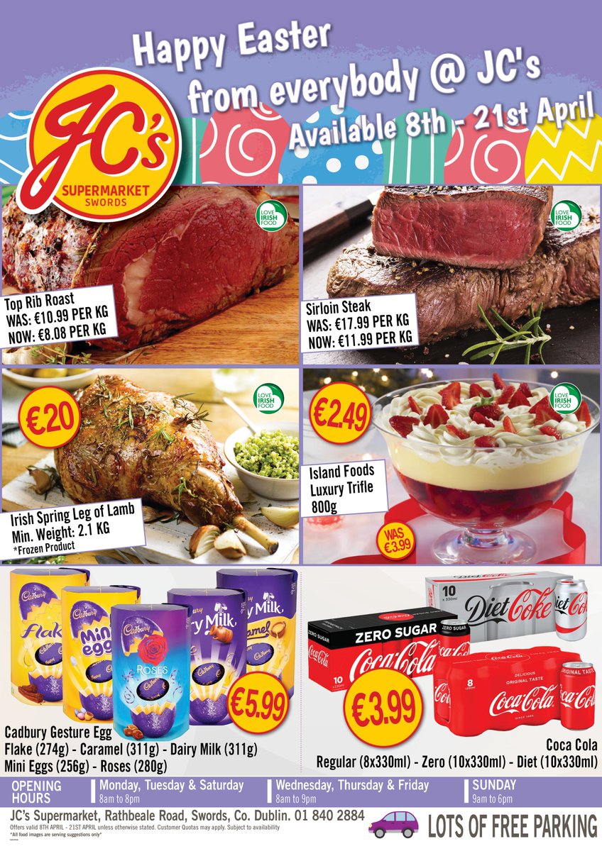 JCSavages's tweet photo. JC's Supermarket - Come an get Easter prepared with us - https://t.co/DjFHhBT5zB #easter #ireland #wallofvalue https://t.co/QhaPmU9LuN