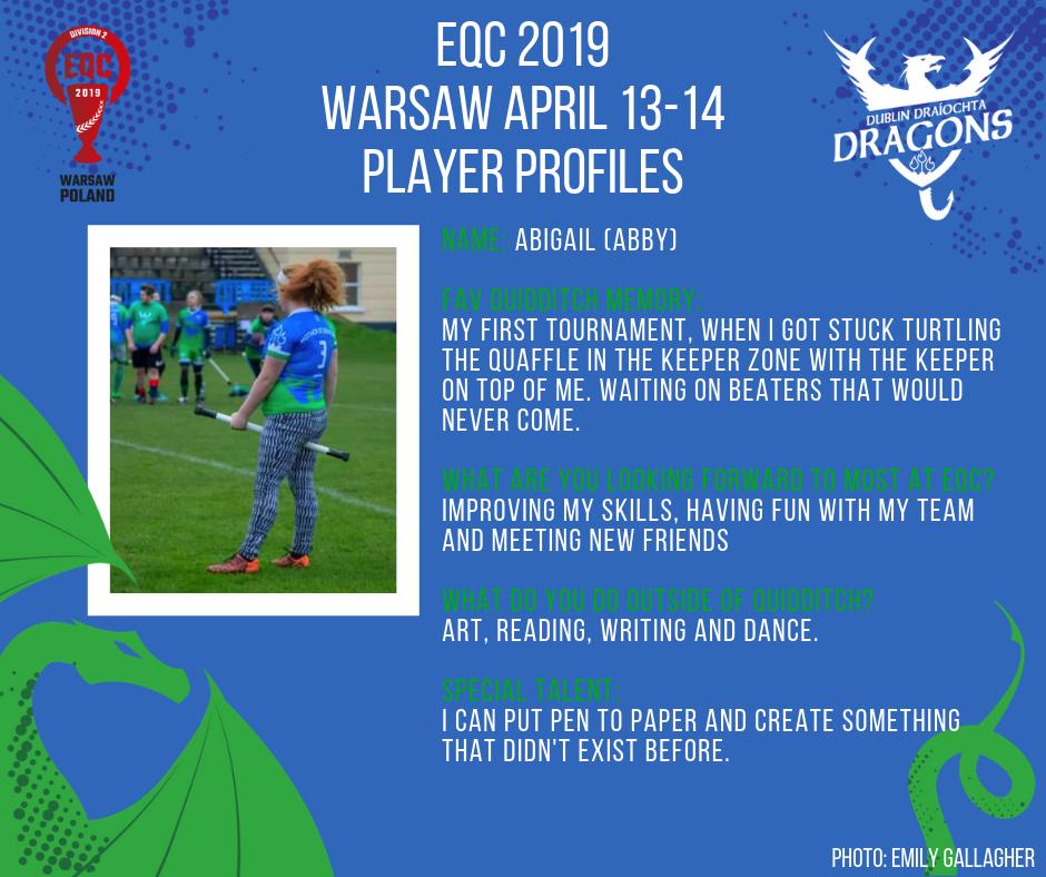 We have another great rookie for you in our player profiles, Abby!
Less than a week to go until EQC!
#quidditch #EQC #ireland #dublin #sport #harrypotter