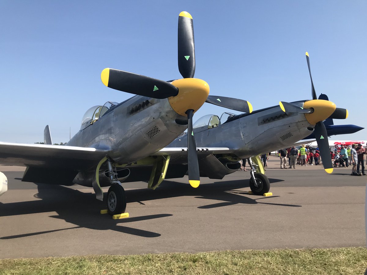 SunnFunFlyIn's tweet image. The XP-82 Twin Mustang will fly in today's #SNF19 show at 1:30.  Just two passes on their departure so don't miss it!