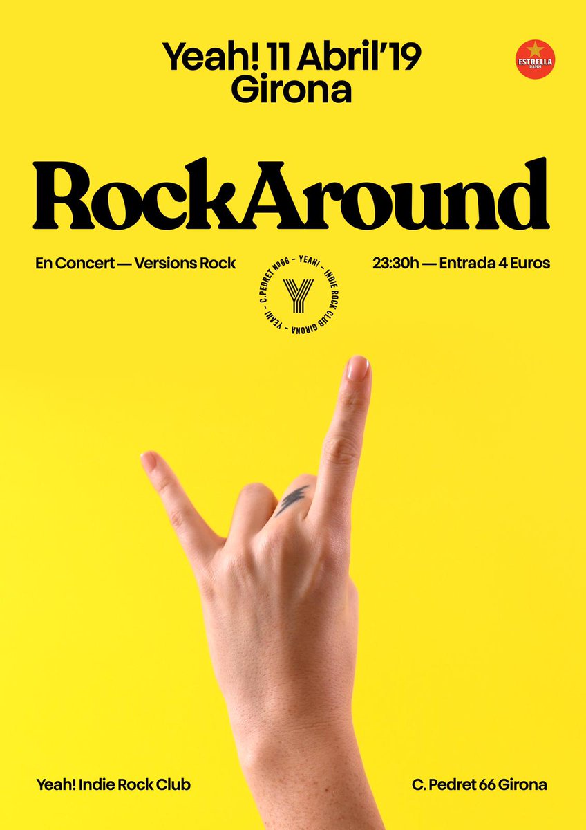RockaroundBand's tweet photo. Atenció! 🤘Dijous 11, molt de rock'n'roll 🤘
Us esperem a les 23.30 h al @yeahindieclub! 
#Rockaround #Rockcovers #Keeponrockin' https://t.co/q6d86LyRuN