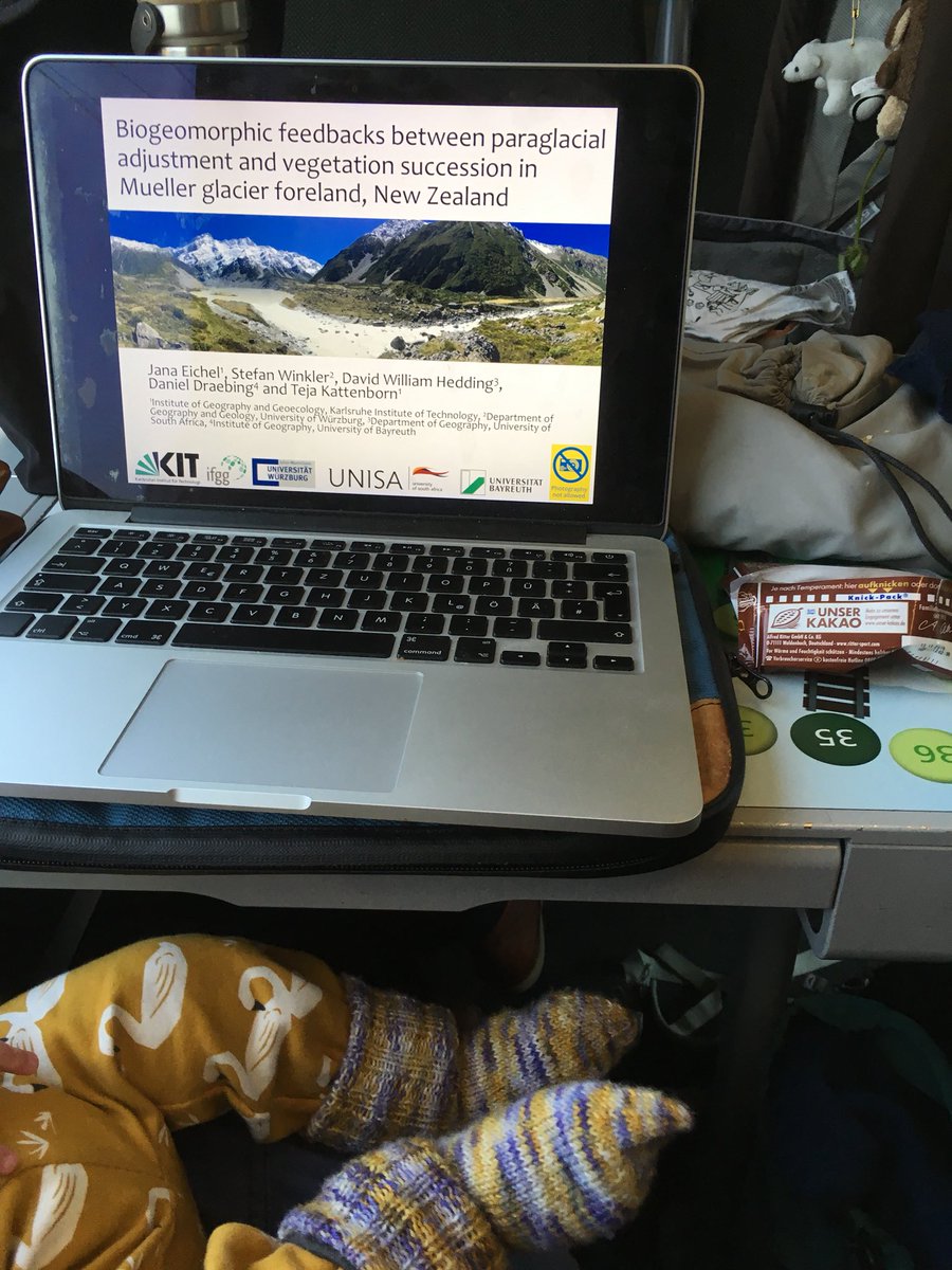 On the #train2EGU with @draebing and special support :) Looking forward to one week full of #biogeomorphology with our session GM5.1/BG3.1/HS9.2.12 on Tuesday and Wednesday and my talk on #biogeomorphic #feedbacks in #NewZealand on Friday afternoon! #EGU19