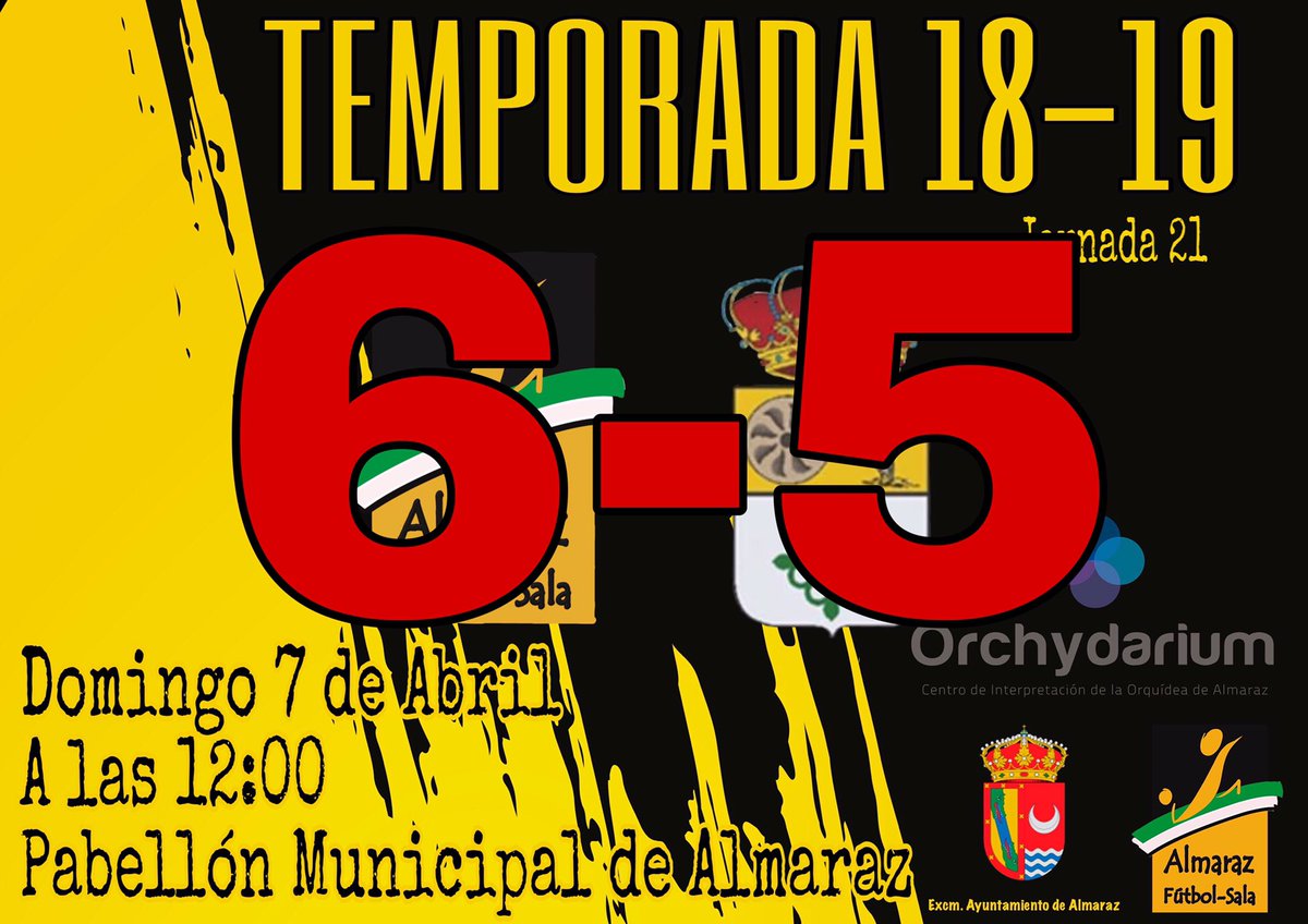 💥JORNADA 21💥

Final en Almaraz, volvemos a la victoria después de la derrota en Madroñera.
Partido muy controlado que dejamos de competir en los últimos minutos y se ajustó el marcador con un rival que nunca dejó de intentarlo.

<a href="/almarazfs/">Almaraz FS</a> 6-5 <a href="/EMDSANVISALA/">EMD Sanvicenteño</a> 

#vamosAFS 🖤💛🖤💛