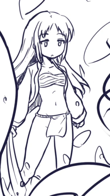 ちなみに水着メドレー動画ではこんなの描きましたのラフの一部。 