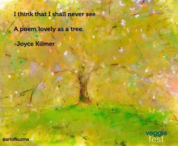 April is #EarthMonth & #PoetryMonth! I think that I shall never see A poem lovely as a tree. -Kilmer art: @artofkuzma #EarthDay #poetry #art