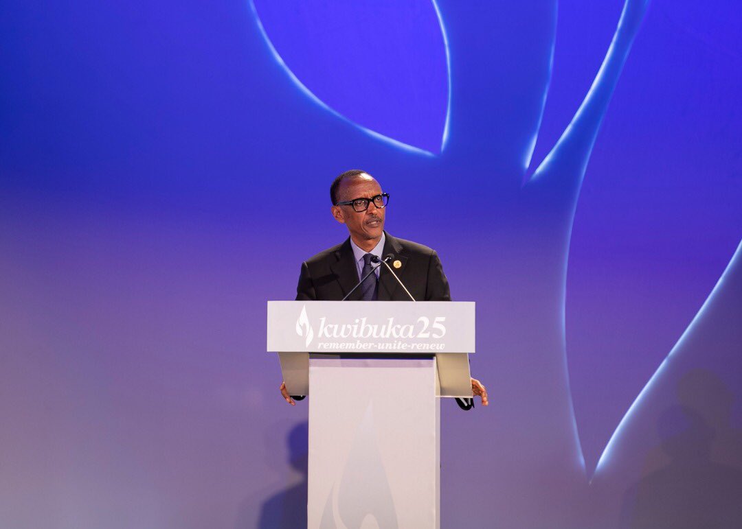 UrugwiroVillage's tweet photo. “Twenty-five years later, here we are. All of us. Wounded and heartbroken, yes. But unvanquished.”-President Paul Kagame #Kwibuka25 https://t.co/vg8i9YWDTj