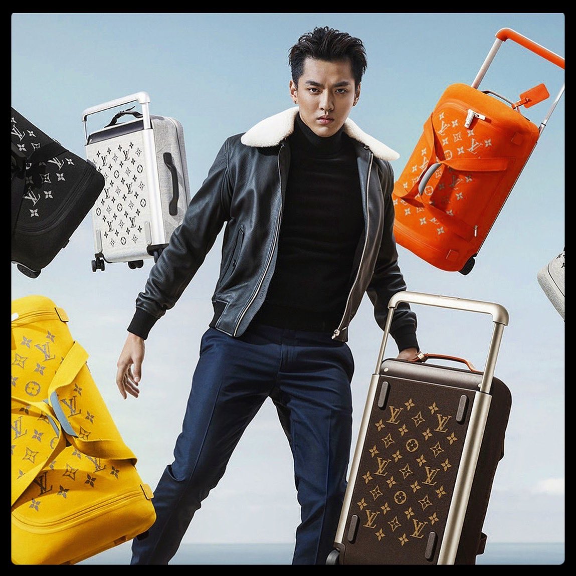 The New Innovative Rolling Luggage By Louis Vuitton Featuring Actor Kris Wu  And Model Karlie Kloss