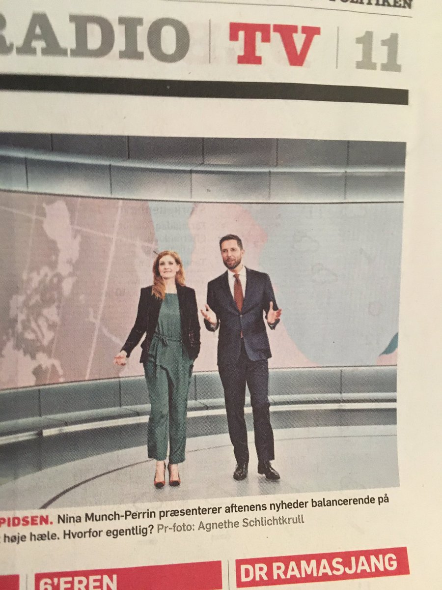 kaarequist's tweet photo. I dag bruger Organet for den højeste dannelse en tv-anmeldelse på min makker @MunchPerrin s skovalg! ER de stilletter for høje? Skal hun mon på natklub. Kære anmelder: Hvis du ikke kan lide TVAvisens høje sko , så kan du få et par flade! Dem har jeg på i aften. #dkmediier #dkpol https://t.co/JlhyzuMjhX