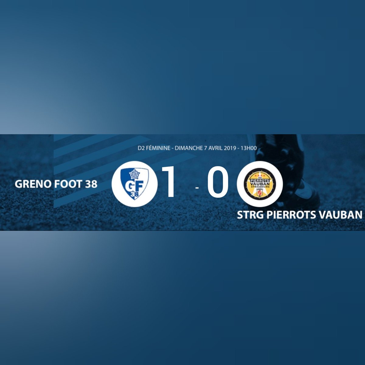 AsPierrotsFem's tweet photo. Fin du match, @GF38_Feminines remporte ce match devant @AsPierrotsFem qui a tenté de rugir dans la seconde mi-temps. #D2F https://t.co/wYcChbLk9a