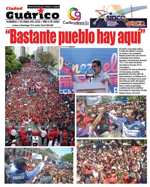 ¡Bastante dignidad, conciencia y lealtad hay aquí!

#EnCuerpoYAlmaPorGuarico

.<a href="/NicolasMaduro/">Nicolás Maduro</a>

#FelizDomingo

#7Abr