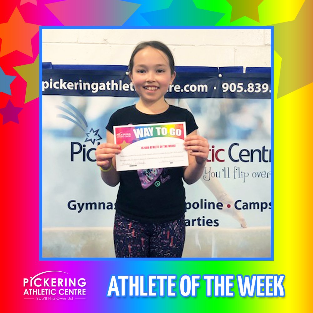 PickAthleticcen's tweet photo. Congratulations to our Athlete of the Week! She comes to class each week determined to try her best and stay focused. She brings a positive atmosphere to the group and always has fun. Great work! #pickeringathleticcentre #athleteoftheweek #determination #focus #positivity #fun https://t.co/taA4V6koht