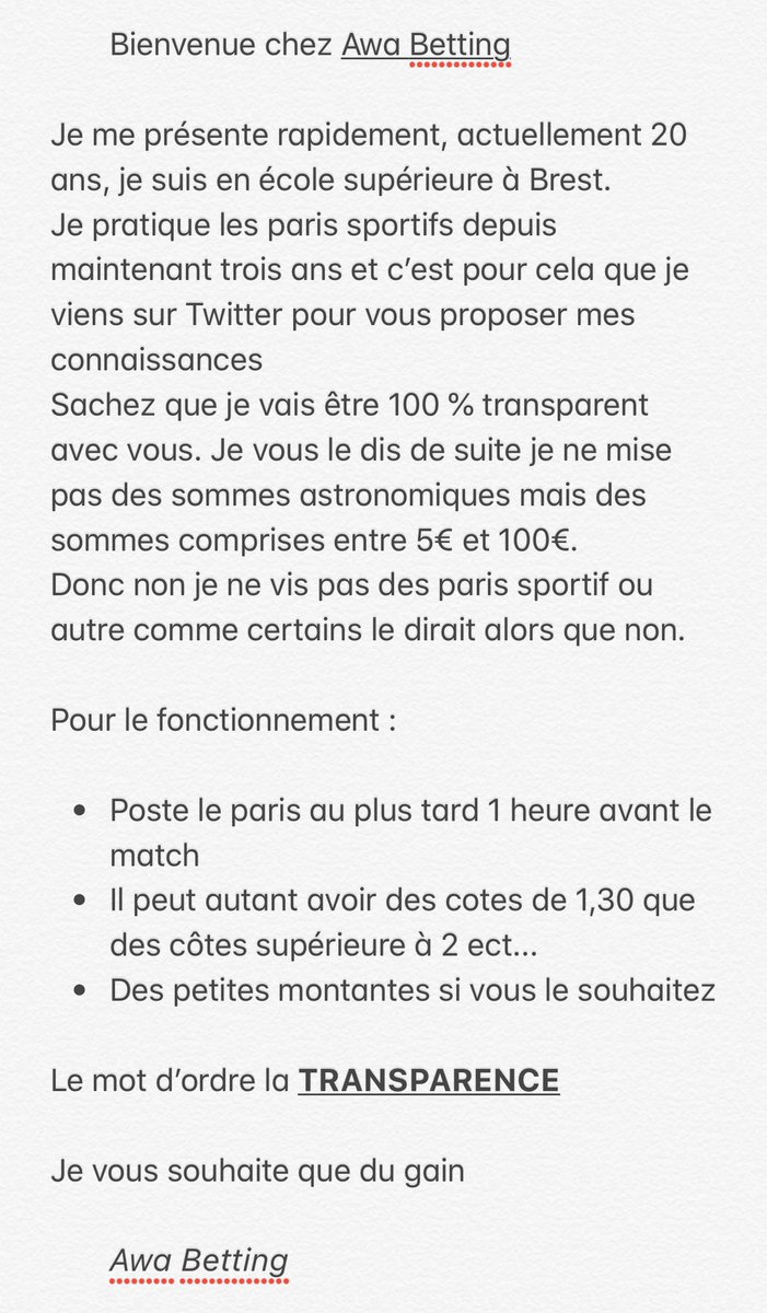 AwaBetting's tweet photo. Voici une petite présentation 🔍⬇️

#TeamParieur #ParionsSport https://t.co/fNwAx7BxRL