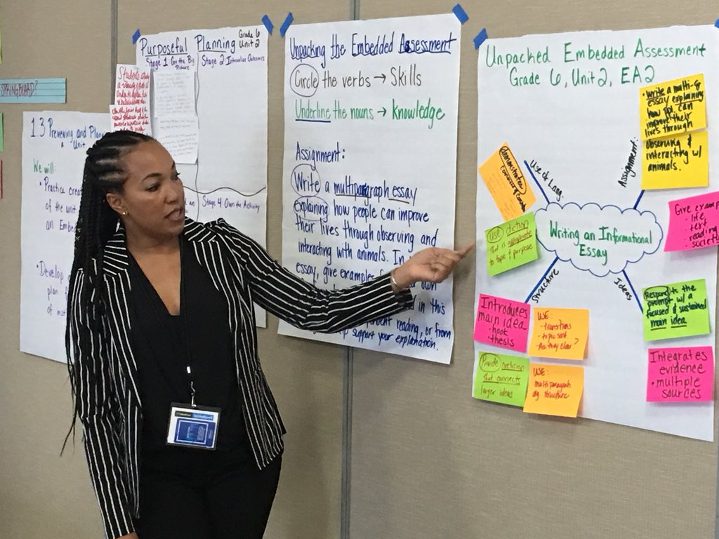 SachseMrMurray's tweet photo. THIS is how you rock an anchor wall! LA’s own Nimat Jones guiding the #PODMarvelUs Quad Squad through unpacking an embedded assessment. #SBNationalFaculty #SpringboardPL #NFI2019 @DougSBoard https://t.co/OtTKKgqK3t