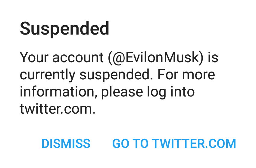 MrEvilMusk's tweet photo. Yo, @jack @Twitter what happened? Why was my account suspended? Afaik I followed tos completely https://t.co/Axw0qiH4DB