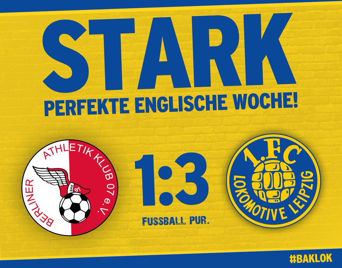1fclokleipzig's tweet image. Schluss! Der 1. FC Lok gewinnt vor 607 Zuschauern mit 3:1 beim Tabellenzweiten Berliner AK und schließt die englische Woche damit perfekt ab. Für die blau-gelben Tore sorgten Pfeffer (37'), Pannier (60') und Schulze (88'). #BAKLOK #fußballpur #fcl1966