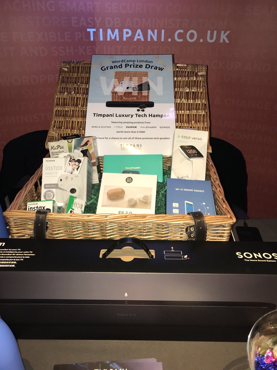 The <a href="/timpaniWP/">Timpani</a> Grand Prize Draw closes at 3! Come by for the chance to win our luxury tech hamper worth over £1000. Winner announced <a href="/timpaniWP/">Timpani</a> stand in Rocket at 3:15pm! (And here on Twitter) #WCLDN #WCLDN2019 🤞🏼🤞🏼🎉😊