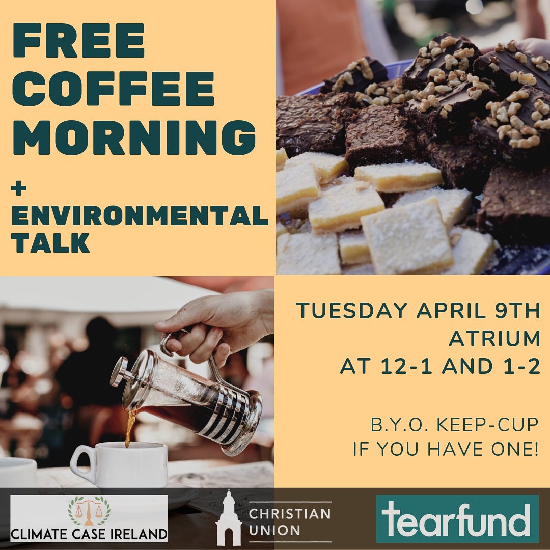 Yep you read that right! FREE coffee morning happening this Tuesday including traybakes and a short environmental talk!

Edwin Alblas (Climate Case Ireland) will be speaking about our environment and what we can do!

ALL welcome so please get sharing! Come at 12 or 1 or both!