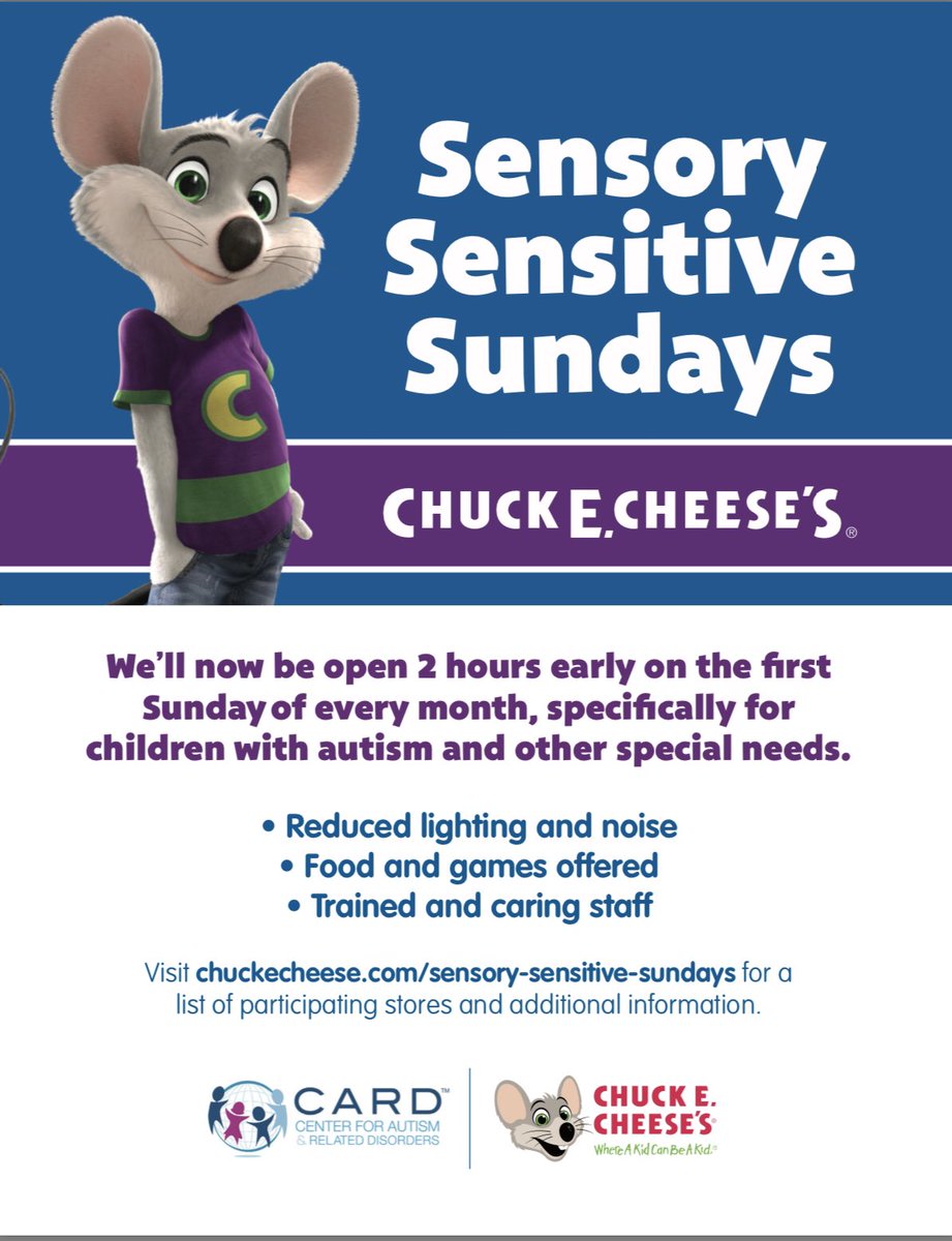 Did you know that @ChuckECheeses holds a sensory friendly morning on the first Sunday of every month at over 250+ locations? Video social story and review coming soon! #SensoryFriendly #ChuckECheeses