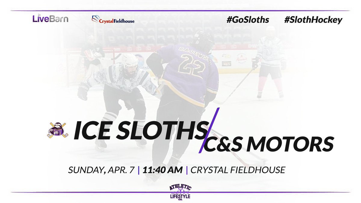 IceSlothHockey's tweet photo. Gameday preview presented by Athletic Lifestyle Co. Puck drops at 11:40. #GoSloths https://t.co/bxWSWAm0VW