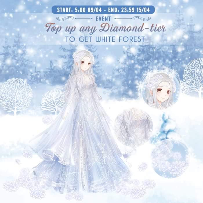 TepesTitania's tweet image. In SEA server #miraclenikki #lovenikki #seaserver 
Playing stages for Fate Echo event, also there are top up any diamond-tier to get white forest suit 💕