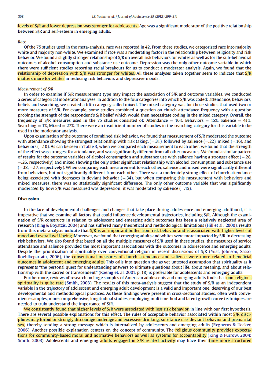 More religion results in lower alcoholism, marijuana use, smoking, crime, depression, anxiety, & results in higher self-esteem and well-being. Less religion results in the exact opposite and has an overall negative effect on life in all categories. https://www.sciencedirect.com/science/article/pii/S0140197111001138