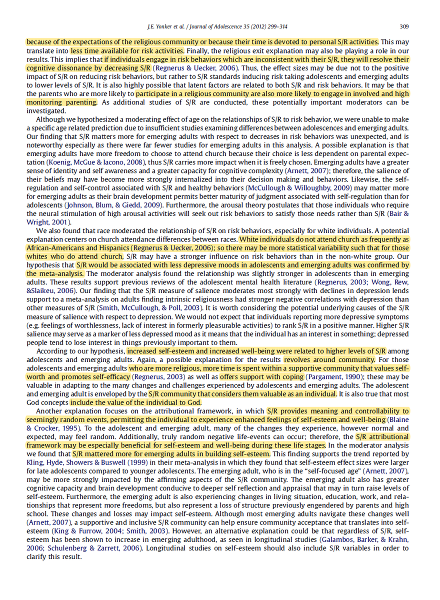 More religion results in lower alcoholism, marijuana use, smoking, crime, depression, anxiety, & results in higher self-esteem and well-being. Less religion results in the exact opposite and has an overall negative effect on life in all categories. https://www.sciencedirect.com/science/article/pii/S0140197111001138