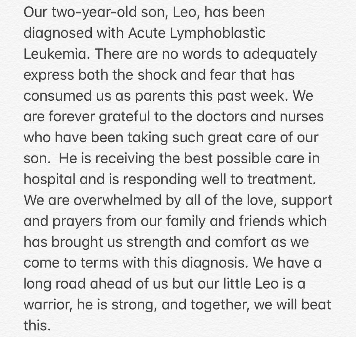 CarloColaiacovo's tweet photo. A message on behalf of my family... 💙 https://t.co/pLNoRK77ZD