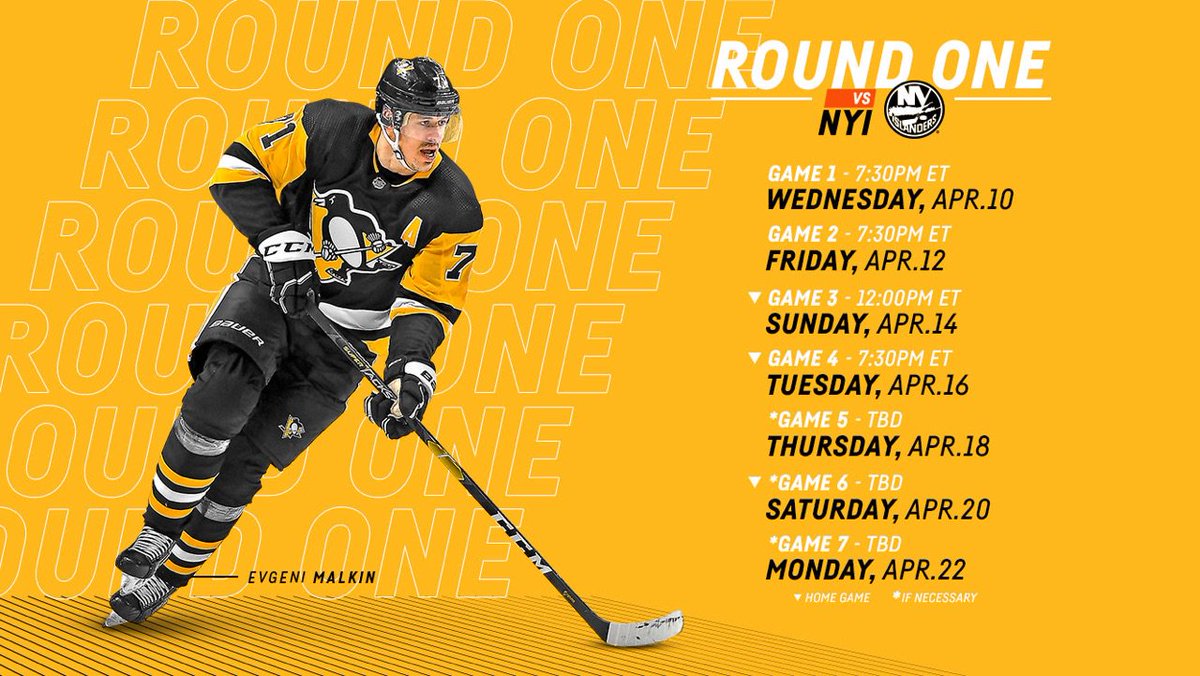 penguins's tweet photo. Let the games begin.

Round One details: https://t.co/p0ne6IIoI6 https://t.co/wToKZgvXqa
