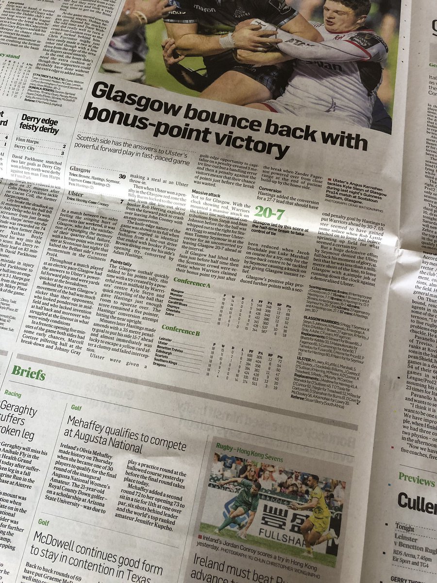 So,  @irishtimes Sports Weekend continues the tradition of zero images of sports women this week. No image of Olivia Mehaffey who made history in golf this week - only article I could find about a sports woman.