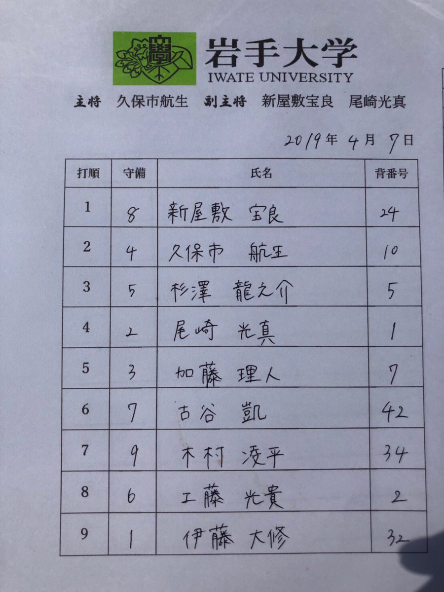 iwatenansiki's tweet photo. 4/7(日) 
練習試合
岩手大学 vs JAいわて中央
@県営運動公園

１試合目
ＪＡ｜０１０００１００２｜４
岩手｜１００２１０００1X｜５

岩手：伊藤大、高木、石黒ー尾崎
ＪＡ：大沼、吉野ー大野智

二塁打▷畠��(Ｊ)
三塁打▷
本塁打▷吉野(Ｊ) https://t.co/MlBprdlGKJ