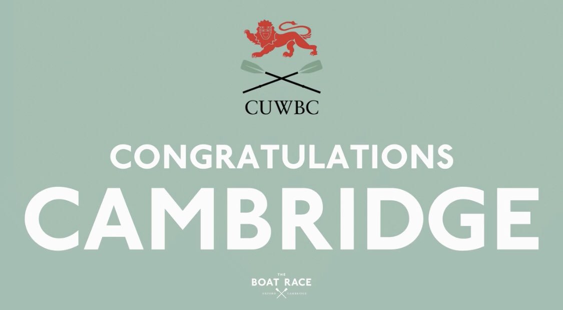 Well done guys and girls! @CUBCsquad @theboatraces #BoatRace #LightBlues