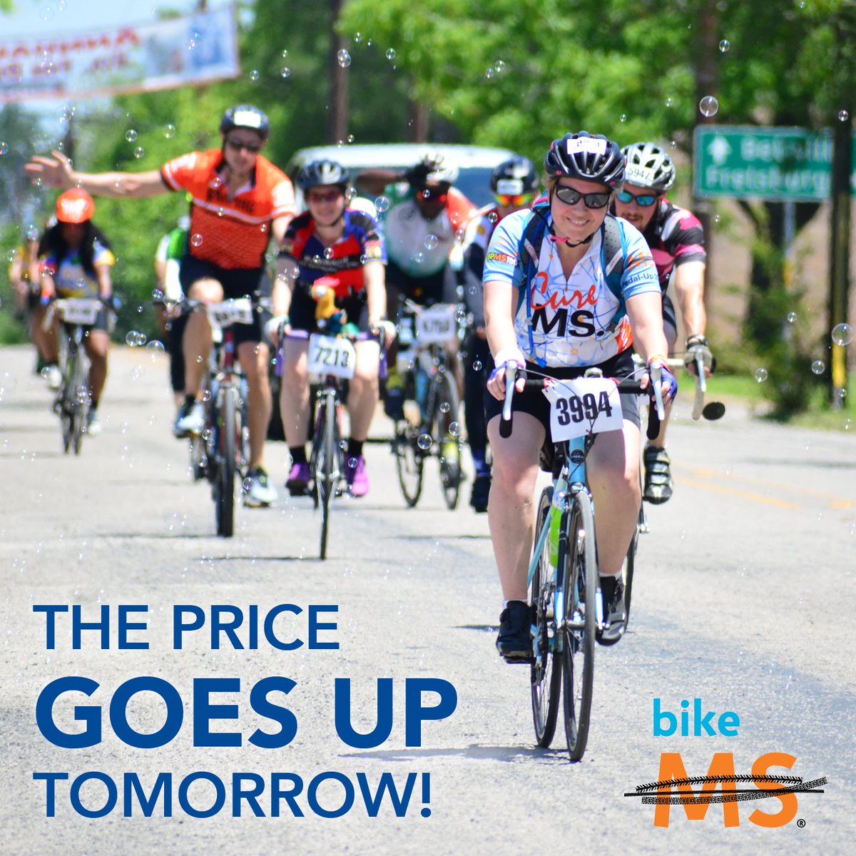 The price goes up tomorrow! Sign up today and save for Bike MS: Colonial Crossroads. We can't wait to ride with all of you! #bikeMS Sign up today: ntlms.org/ColonialCrossr…