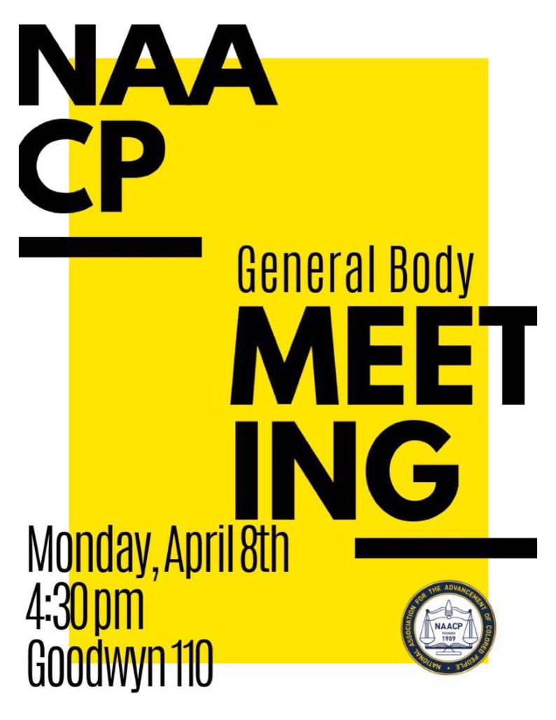 General body meeting tomorrow at 4:30 in Goodwyn 110! See you there!!