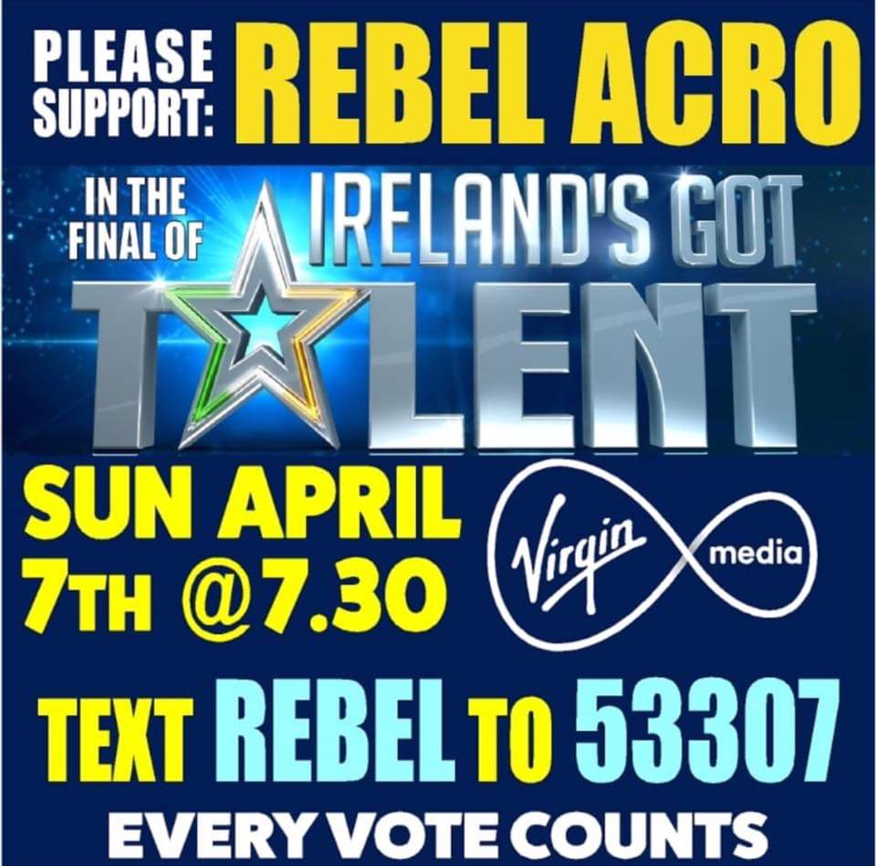 SylviaOG23's tweet photo. VOTE NOW. Text REBEL to 53307, make sure it's capital letters and vote as many times as u can. #GotTalentIRL #rebelacro https://t.co/q8UqhTXksK