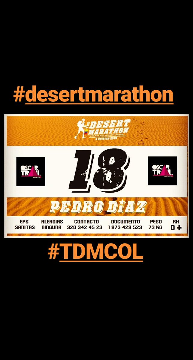 DesertMarathon's tweet photo. NÚMERO DE LA 4 EDICIÓN 
Dejarás huella en las áridas arenas
THE DESERT MARATHON 2019

Paisajes Mágicos... #TDMCOL #desertmarathon https://t.co/MFzuZMt5s4