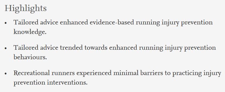 🆕 Article in Press:

👉 EFFECTS OF TAILORED ADVICE ON INJURY PREVENTION KNOWLEDGE AND BEHAVIOURS IN RUNNERS: SECONDARY ANALYSIS FROM A RANDOMISED CONTROLLED TRIAL

🔗sciencedirect.com/science/articl…