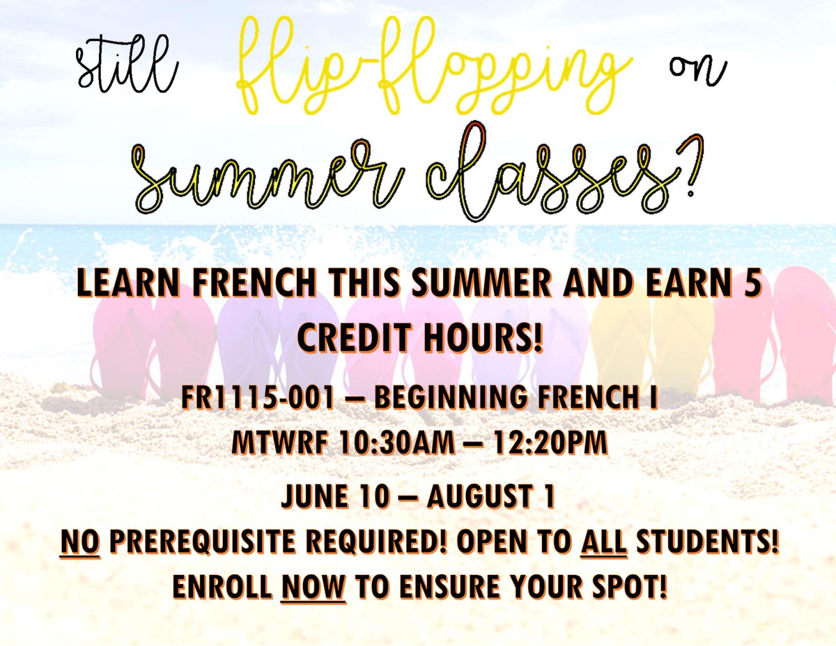 OU_MLLL's tweet image. Time to start thinking about summer classes! French 1115 will be available this summer!