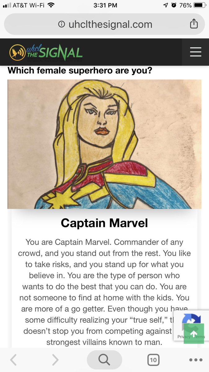 I got: Captain Marvel . Which female superhero are you? uhclthesignal.com/wordpress/2019… via <a href="/playbuzz/">Play Buzz Ⓜ️</a>
