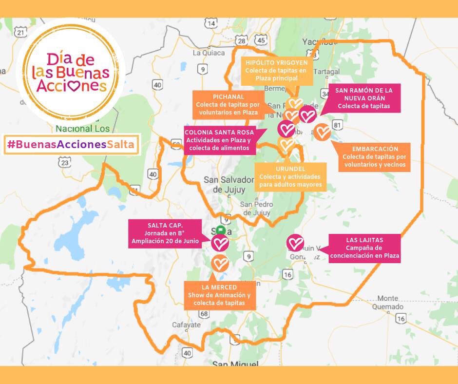 SantoRemedioOK's tweet photo. #SOCIAL Conocé el #MapaSolidario para el #DíadeLasBuenasAcciones de #Salta 
 La actividad solidaria será en toda las provincias #BuenasAccionesSalta 
 https://t.co/sD22Vl25FR @VoluntariadoSal @RGuzmanPosse @JCISalta_ar @oajnusalta https://t.co/L76Ckz5h5T