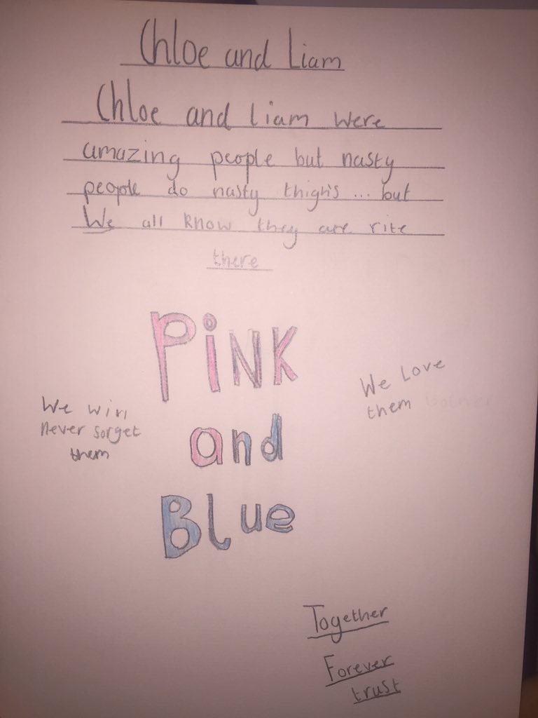 megan_colley1's tweet photo. my little brother made this poster to take into school about Chloe & Liam who died in the Manchester bombing....Heβs so lushπ #togetherforevertrust https://t.co/mqASqgcGdr