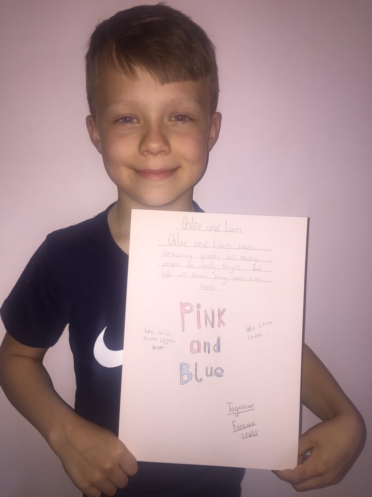 megan_colley1's tweet photo. my little brother made this poster to take into school about Chloe & Liam who died in the Manchester bombing....Heβs so lushπ #togetherforevertrust https://t.co/mqASqgcGdr