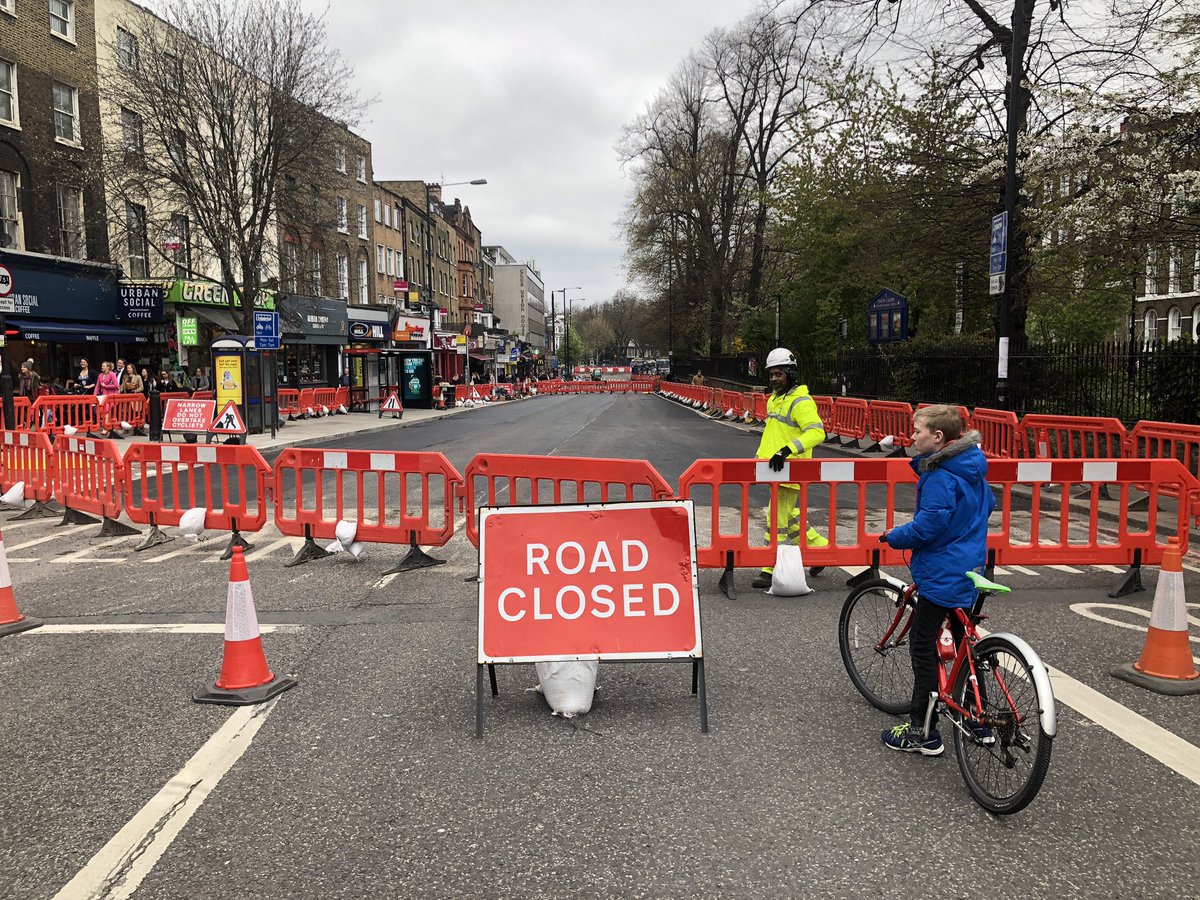 BoxbikeLondon's tweet photo. These are not roadworks at Highbury Corner. They are the beginning of a public health intervention. https://t.co/UJN5CBVZgo