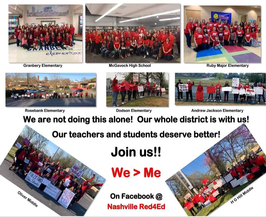 MrsBNashville's tweet photo. Rain coming: bring your umbrellas!
Heads up to: Apollo Middle School faculty, staff & community! 2 more consecutive mornings of walk-ins building on our successes last week. Wear red. Meet on the corner of Debra & Richards Rd. 8:20. @Red4edN #Red4EdNash #ItCitySchools #FundMNPS https://t.co/PLXjkf6z3F