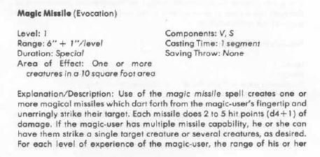 It also makes spells like magic missile and shield important. Magic missile has a 1 segment casting time, great range and target’s unerringly. So MM is the “spell interrupting spell”, it isn’t just for doing pew pew damage. If you have it, MM is ALWAYS worth memorizing.