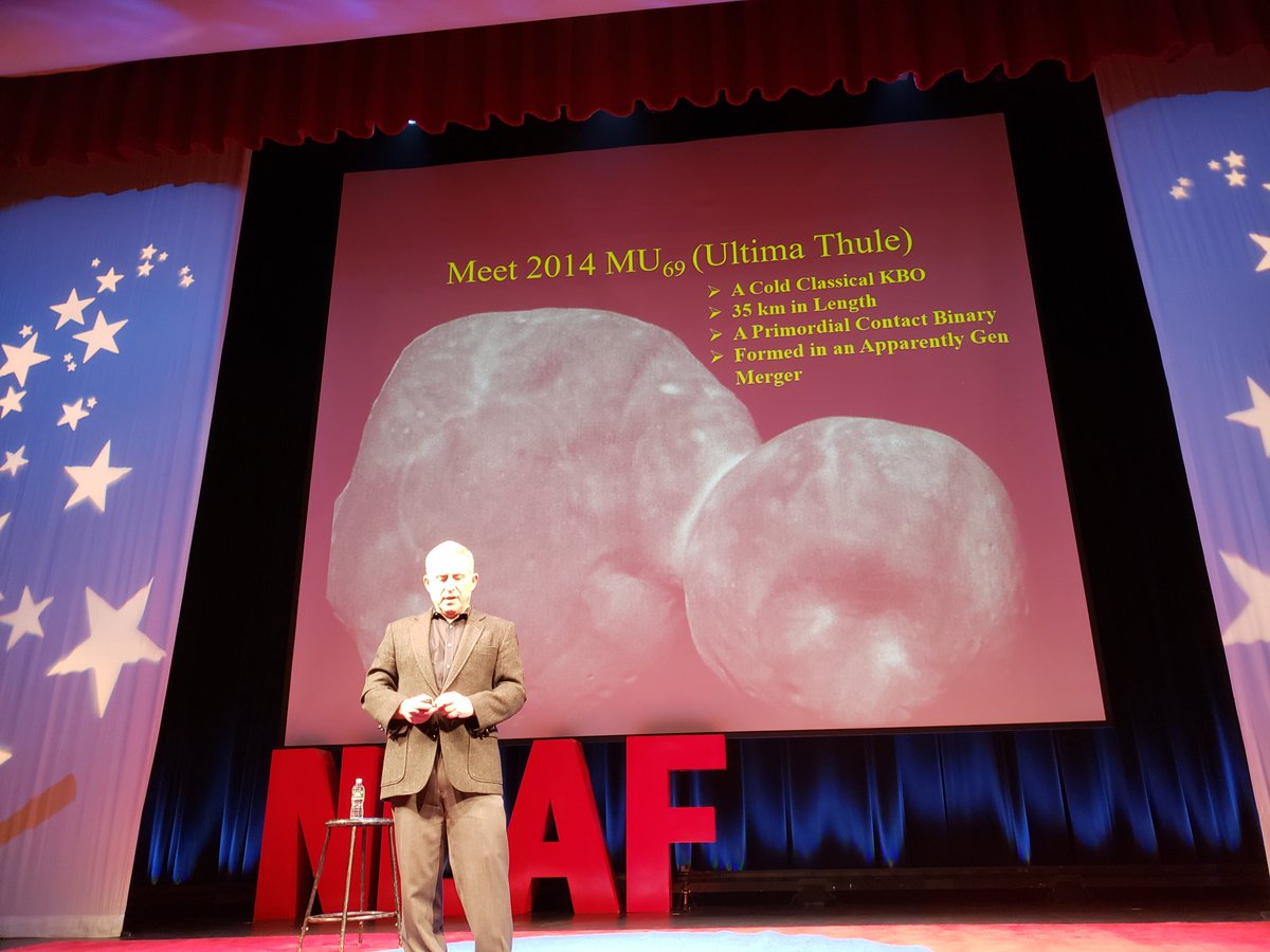 VTjawo's tweet photo. Flyby of 2014 MU69 was just past midnight on Jan 1st this year. Nicknamed Ultima Thule, meaning "beyond the known world." Very exciting research being done as new data continually comes down. #NEAFPosse #NEAF2019 https://t.co/FFGELNuftc