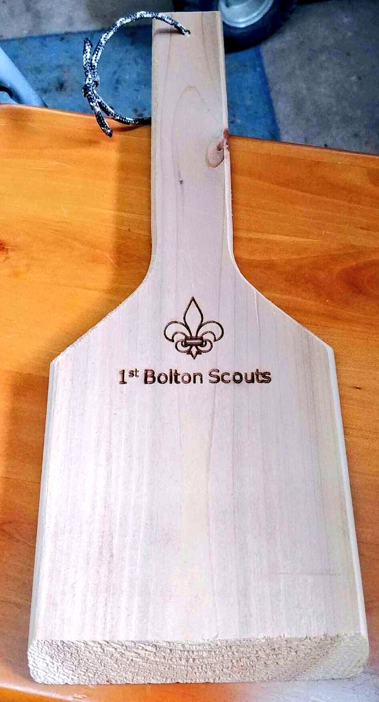 ScouterDerek's tweet image. First branded scraper from our fundraiser production line. Thanks Derek L and Neil M! #WJ19CDNUnit4 @1stBolton #ScoutsDoStuff @CECScouts
