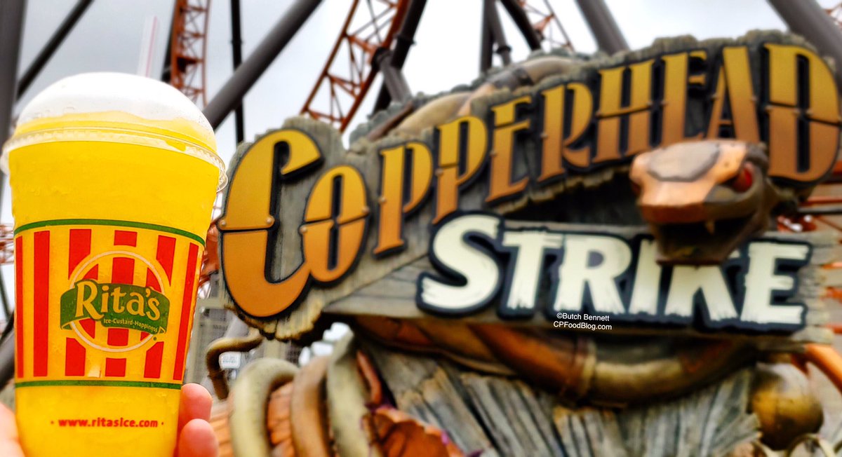 FUNFoodBlog's tweet image. New Copperhead Frostbite frozen drink from @RitasItalianIce debuting this season at @Carowinds. #CopperheadStrike