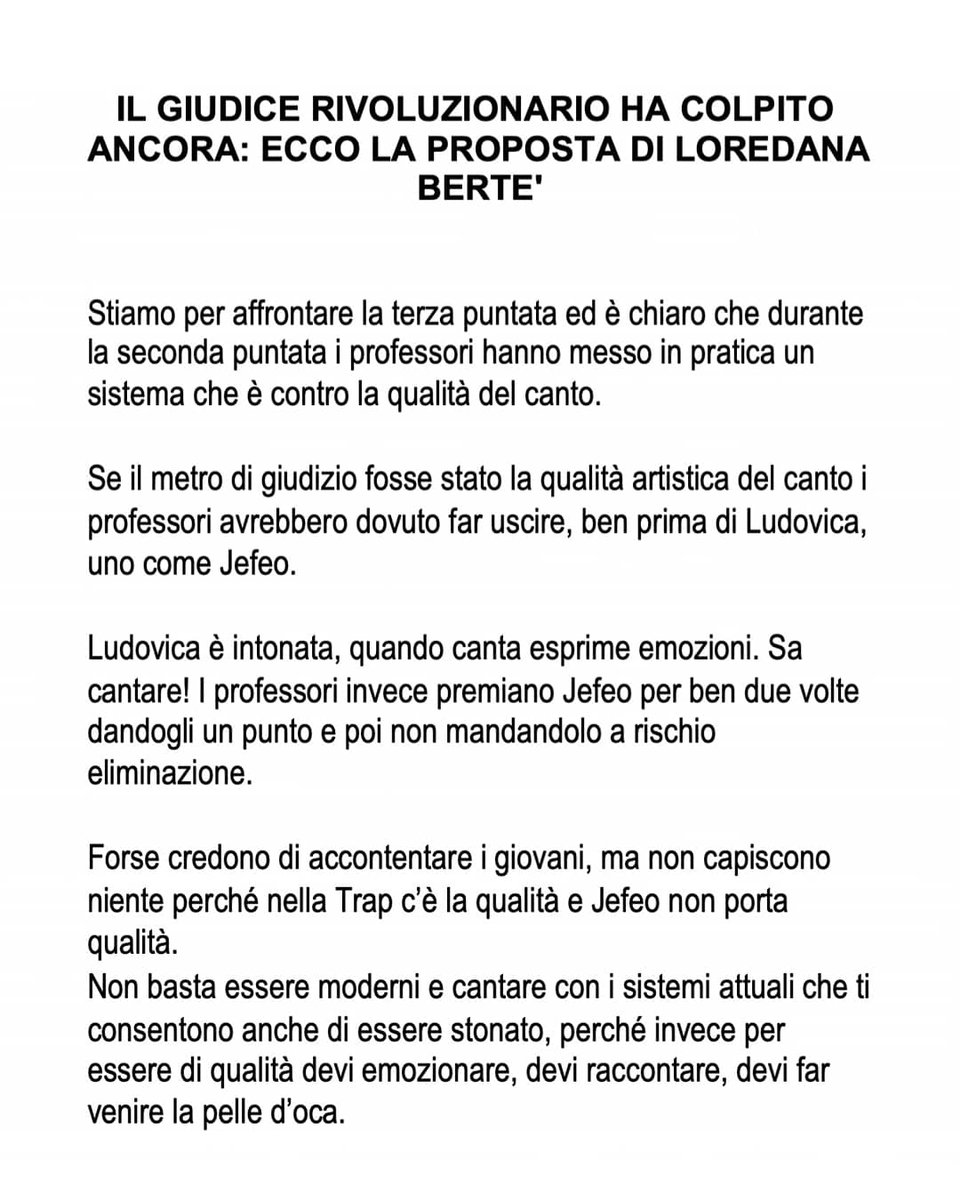 AmiciUfficiale's tweet photo. IL GIUDICE RIVOLUZIONARIO HA COLPITO ANCORA: ECCO LA PROPOSTA DI @LoredanaBerte. #Amici18 https://t.co/yafOYKgMvp