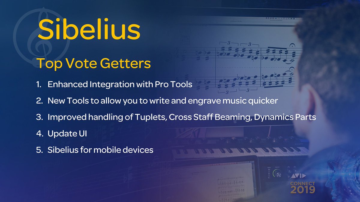 Avid's tweet photo. What innovations would you like to see implemented in Sibelius? These are the ACA Vote results.
⠀
#avidconnect #acavote #featurerequests #avid #nabshow #results #sibelius https://t.co/Kdmuq5k81P