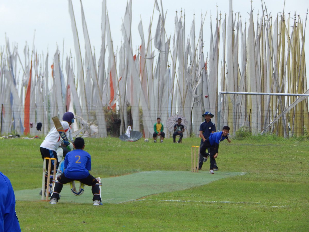 LingdenL's tweet photo. Cricket surrounded  by prayers flag. #WorldwideWickets, #bhutan ⁦@ICC⁩ ⁦@cricketworldcup⁩ #CWC19 https://t.co/d9r3xrMxdg