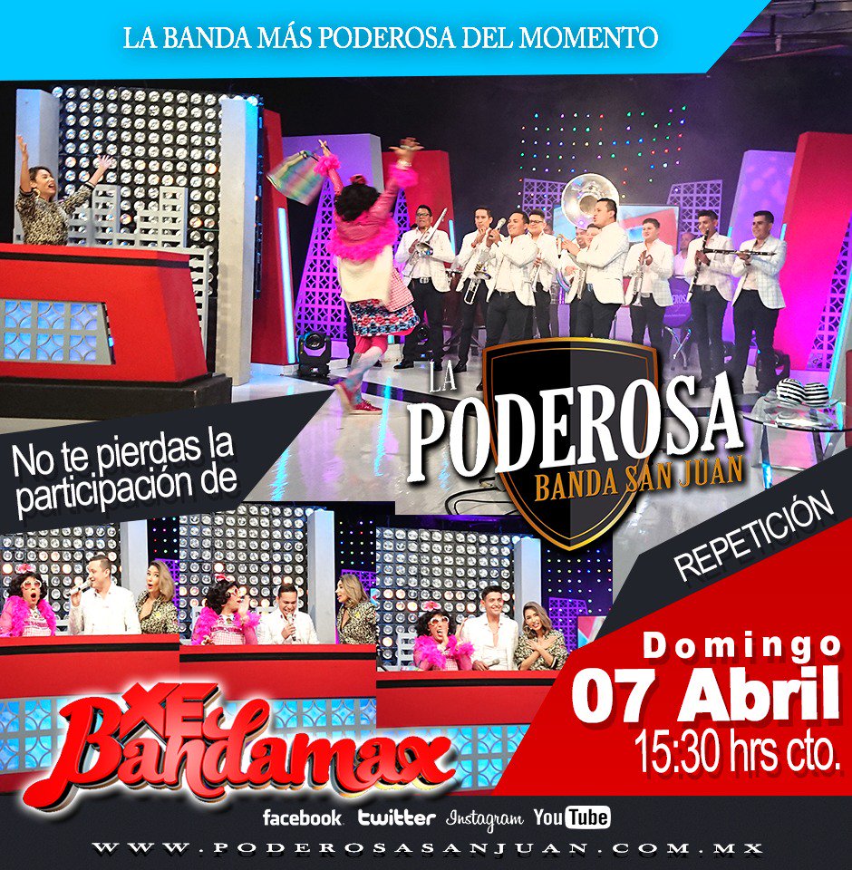 poderosasanjuan's tweet photo. No te pierdas la REPETICIÓN en Xe-Bandamax con Marile HOY domingo 07 Abril en punto de las 3:30pm cto. A través de Bandamax... #MientrasTúMeLoPermitas https://t.co/Avl8Q1V2rp